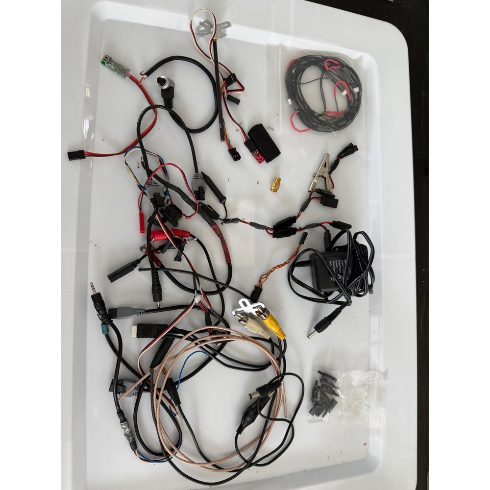 Mixed Electronics Components Lot RC Hobbyist Wiring Power Adapter RCA Cables